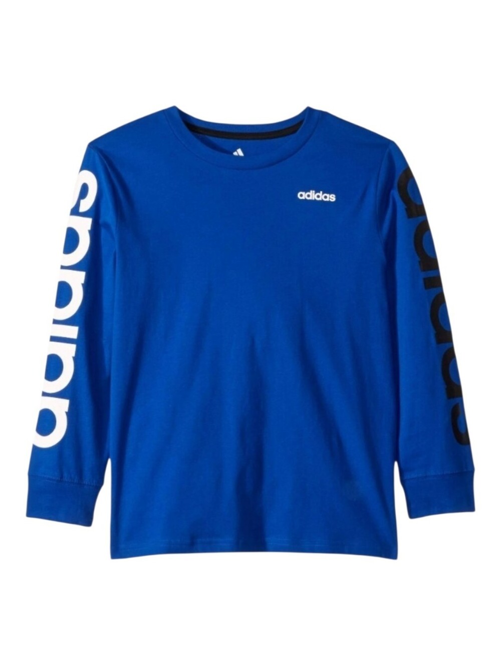 Adidas Big Boys Linear Logo Long Sleeve T-Shirt in 'Dark Royal' - Size M (10/12)